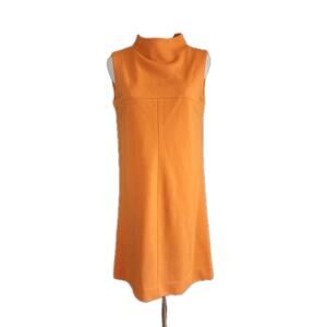 Rare Vtg 60s 70s Monarch Knits of California Dress Sleeveless Shift High Neck